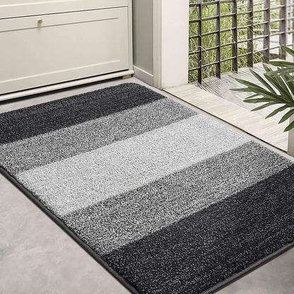 Kitinjoy Indoor Outdoor Door Mat, 32x20 Non-Slip Absorbent Dirt Trapper, Low-Profile Washable Inside Entrance Front Floor Mat, Sturdy Soft Entry Doormats for Entryway, Grey