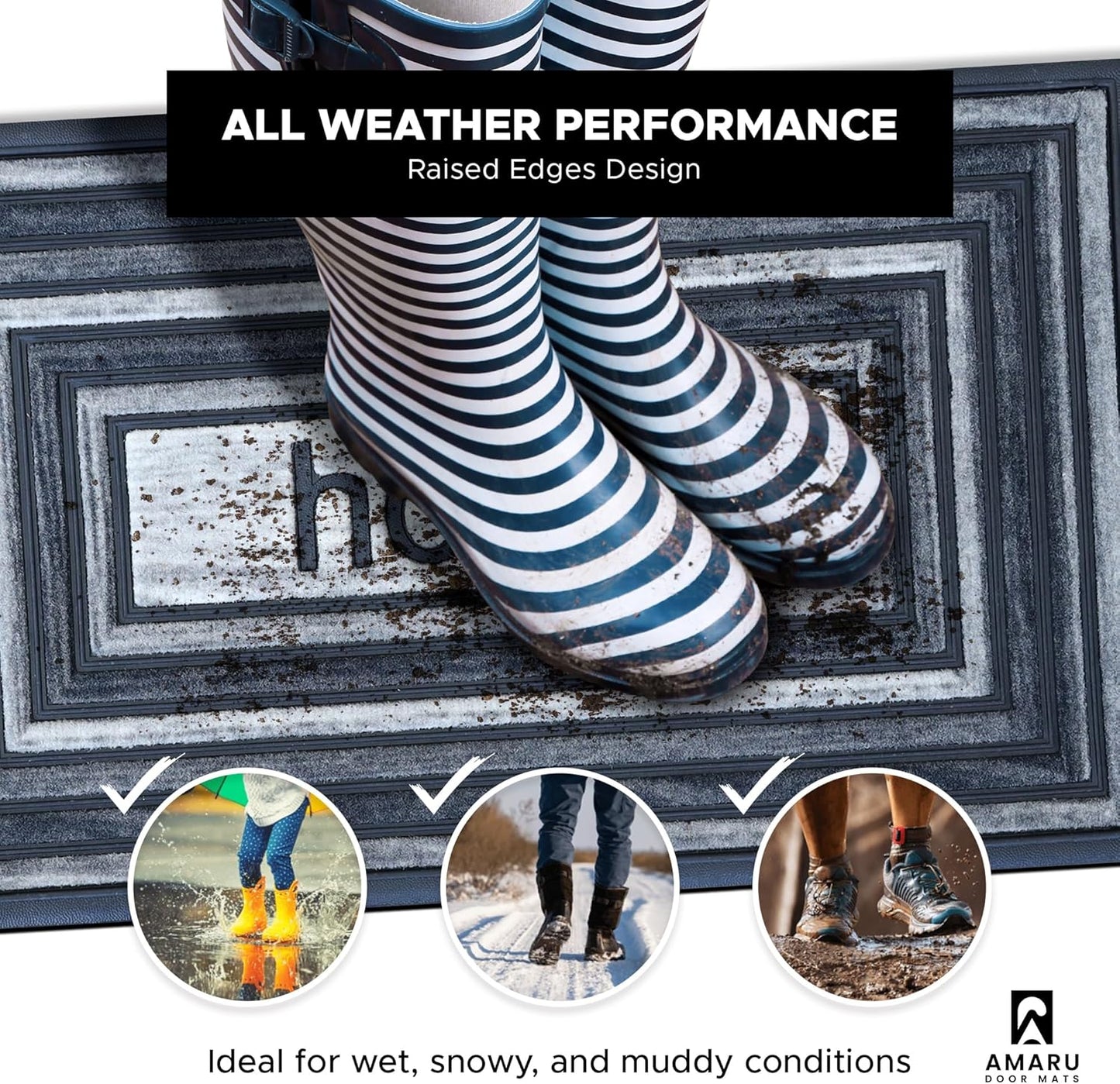 Extra Durable, Superior Absorption, Front Door Mat for Outdoor & Indoor - Welcome Mat for Entryway, Entrance, Patio, Porch - Waterproof, Non-Slip Backing, Coarse Fibers (Scales,17x29)