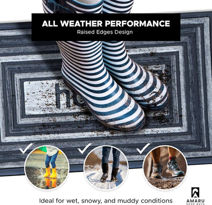 Extra Durable, Superior Absorption, Front Door Mat for Outdoor & Indoor - Welcome Mat for Entryway, Entrance, Patio, Porch - Waterproof, Non-Slip Backing, Coarse Fibers (Scales,17x29)