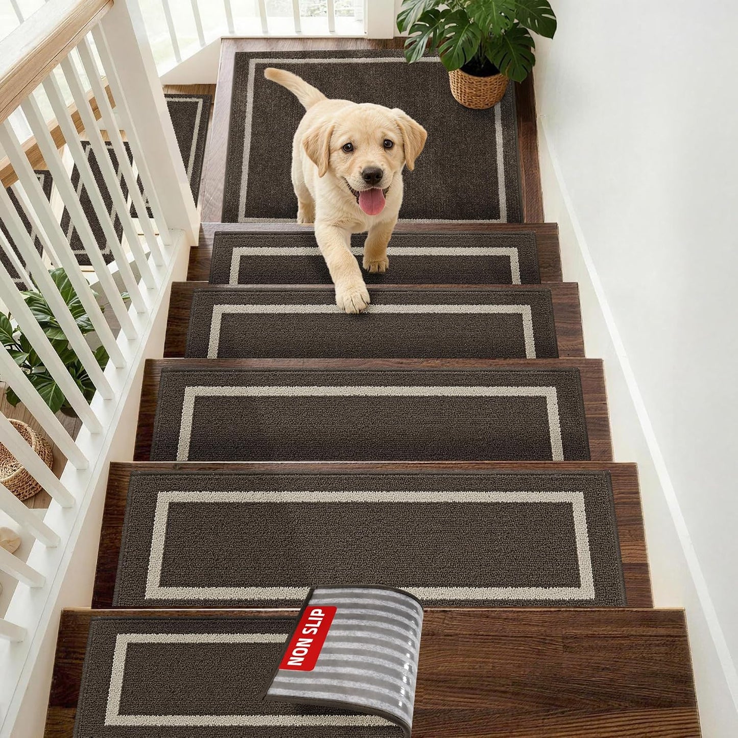 COSY HOMEER Soft Stair Treads Non-Slip Carpet Mat 28inX9in Indoor Stair Runners for Wooden Steps, Stair Rugs for Kids and Dogs, 100% Polyester TPE Backing 4pcs, Grey