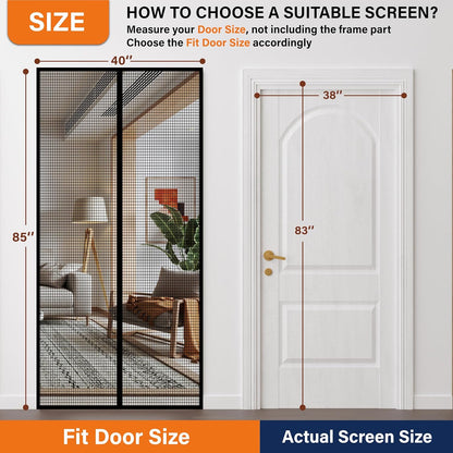 Mesh Screen with Magnetic Closure-Keeps Bugs Out Let Breeze in, Heavy Duty - Pet and Kid Friendly, Works with Front, Sliding Doors (38 x 82 Inch)