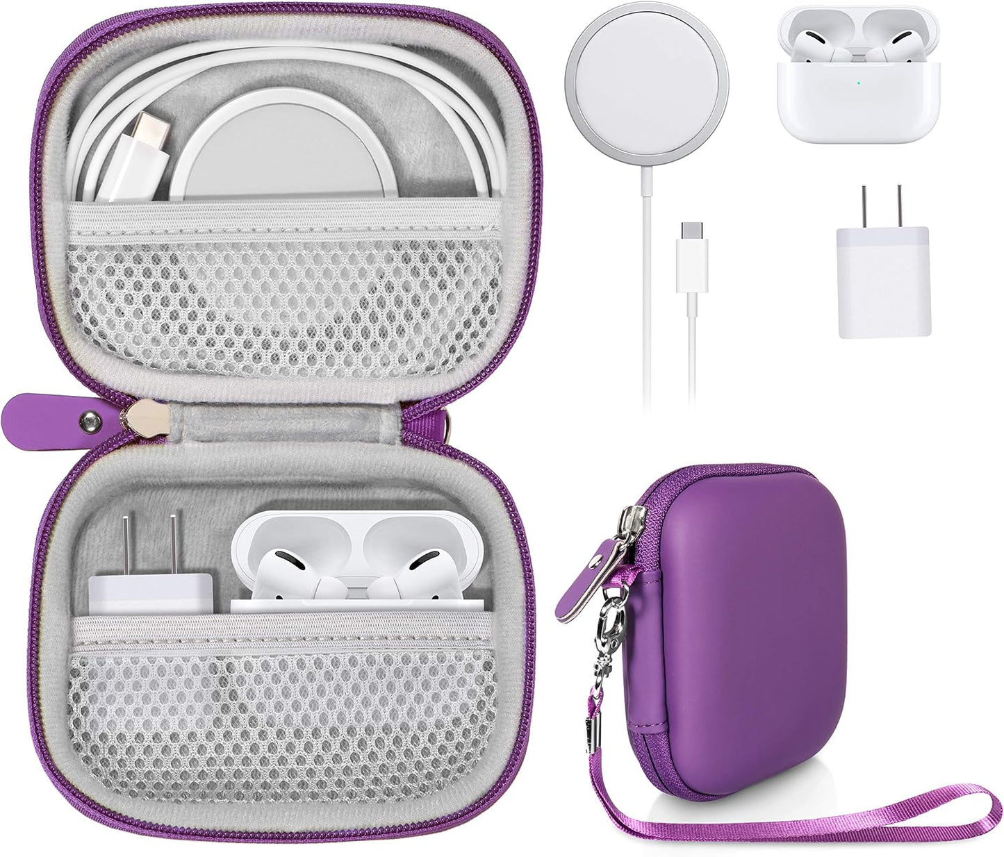 All-in-One Case for iPhone MagSafe Charger & Battery Pack, Storage for Accessories/Power Adapter/Charge Cable/Docks, Compatible with AirPods 4/ Pro 3/2/ 1