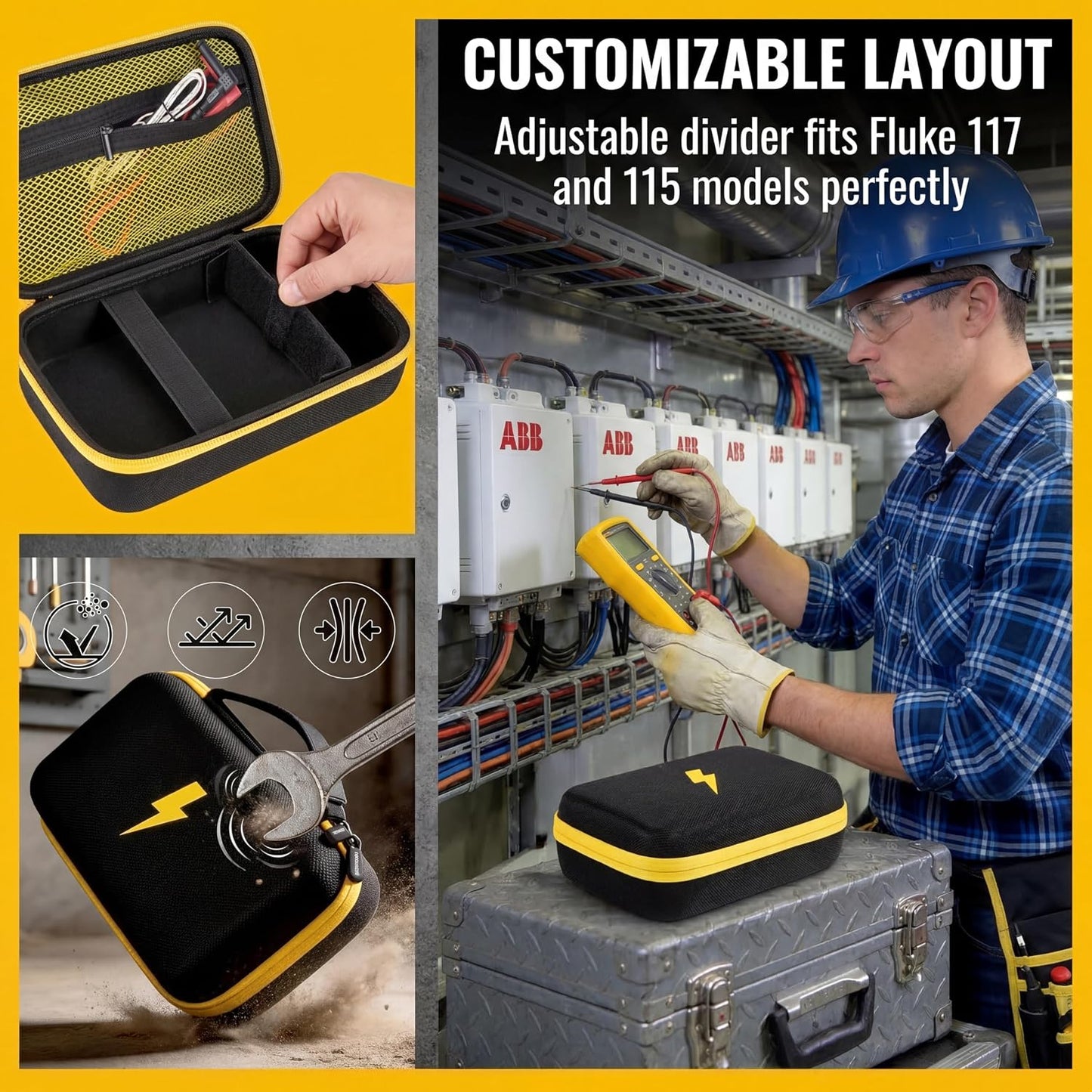 Comecase Hard Carrying Case for Fluke 87-V/ 88V/ 15B+/ 17B+ and More Digital Multimeter, Protective Travel Storage Bag - Black
