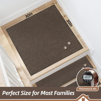 BEQHAUSE Stair Treads for Wooden Steps 28inX9in, Non Slip Carpet Stair Treads Indoor Stair Runners Machine Washable, Soft Stair Rugs Mat Surface Polyester TPE Backing, 4pcs, Charcoal