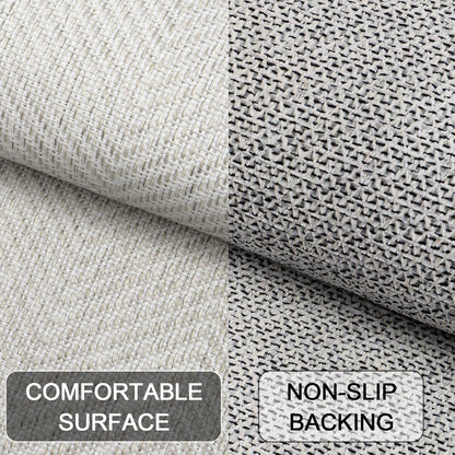 Ultra Thin Indoor Door Mat 24"x36", Washable Door Mat Indoor Entrance, Non Slip Rubber Backing Doormat Low-Profile Inside Entryway Mat, Unique Herringbone Design Entry Mat, Khaki (FOLD)