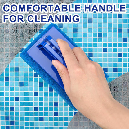 3 Pack Hand-Held Pool Scrub Brush Pool Cleaning Sponge Scrubber Brush Replaceable Scrubbing Scouring Sponge Pad for Swimming Pools Shower Tile Step Corner Liners Walls Sink Spas Tubs Kitchen Bathroom