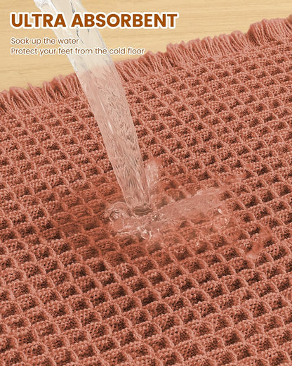 Smiry Waffle Bath Mat 30x20, Extra Soft Absorbent Bathroom Rugs, Non Slip Machine Washable Quick Dry Bath Rugs for Bathroom Floor, Tub, Shower, Home Decor Accessories, Brown