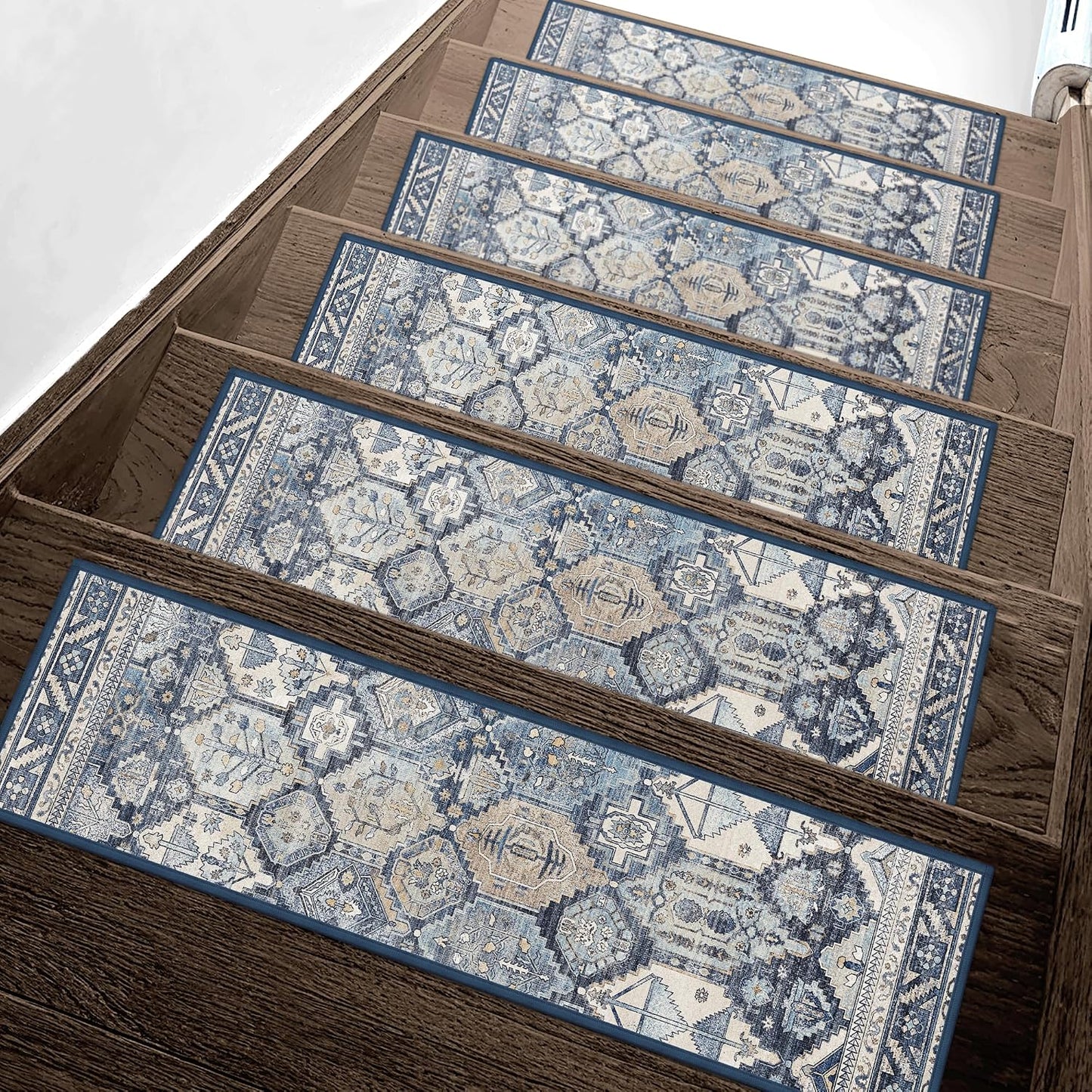 sarben Non Slip Stair Treads for Wooden Steps 15PCS - 8"x30" Indoor Safety Carpet, Edging Mats with TPE Adhesive Backing, Pet and Elderly Friendly Stair Rugs (Taupe) - Colors B