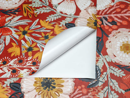 HAOKHOME Boho Peel and Stick Wallpaper Floral Wall Paper Removable for Bedroom Navy/Pink/Orange Contact Paper 17.7in x 9.8ft