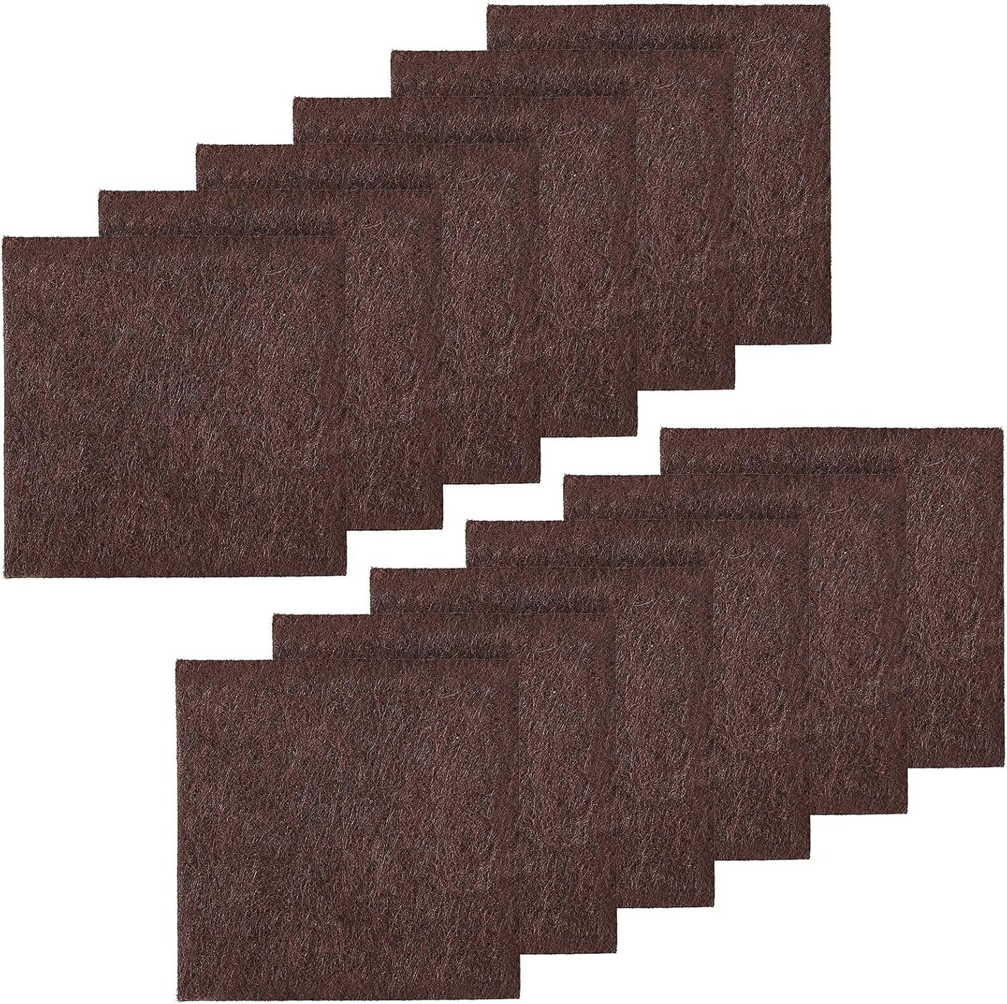 12PCS Furniture Felt Pads, 2 Inch Small Square Furniture Pads Self Adhesive Cuttable Chair Leg Floor Protectors, 50mm Brown Felt Furniture Pads for Hardwood Floors