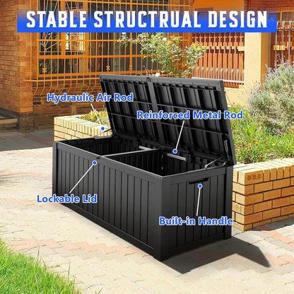 Outdoor Storage Deck Boxes Waterproof, Waterproof and UV Resistant Outdoor Storage Box Lockable Lid for Delivery Box, Indoor, Garden Tools, Pool Supplies, Patio (Black, 31 Gallon)