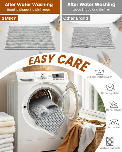 Smiry Waffle Bath Mat 30x20, Extra Soft Absorbent Bathroom Rugs, Non Slip Machine Washable Quick Dry Bath Rugs for Bathroom Floor, Tub, Shower, Home Decor Accessories, Brown