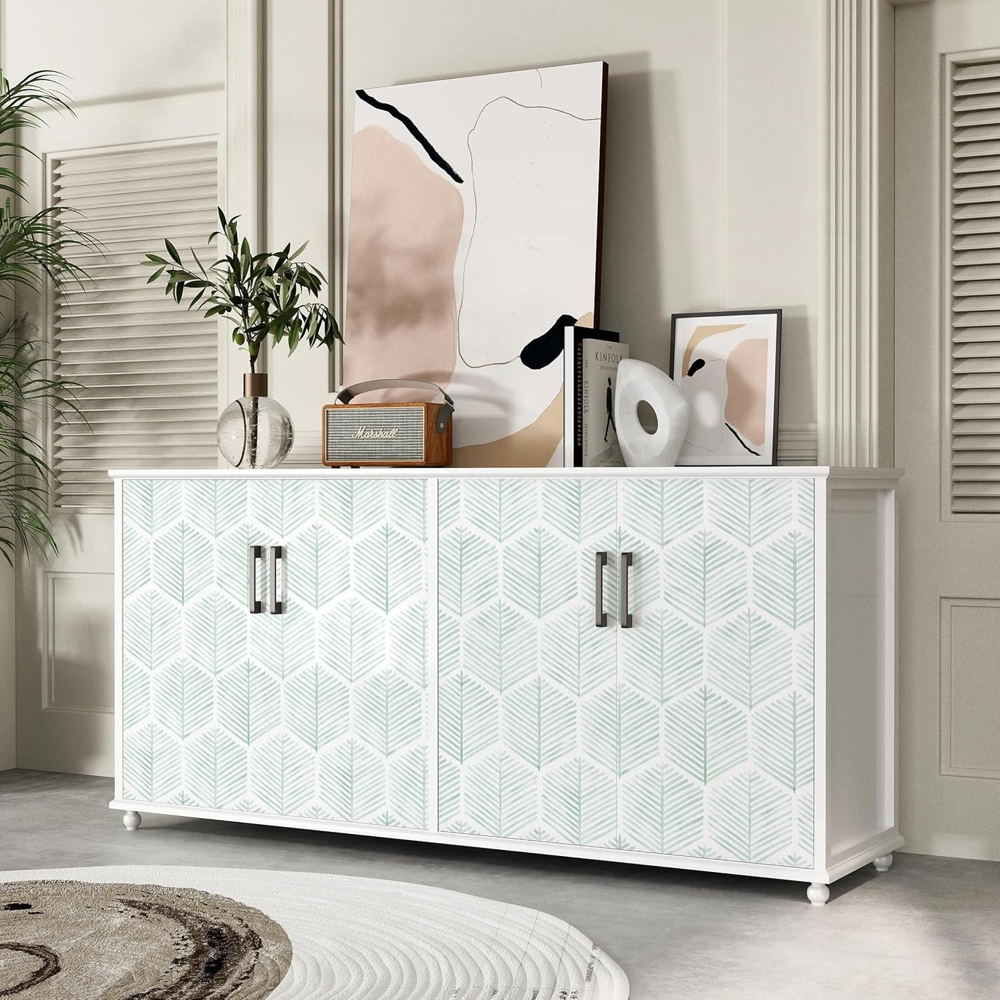 MelunMer 118In L 17.3In W Modern Peel and Stick Wallpaper Boho Contact Paper for Cabinets/Drawers Self Adhesive Removable Wallpaper for Bedroom/Bathroom Waterproof Geometric Contact Paper Beige/White