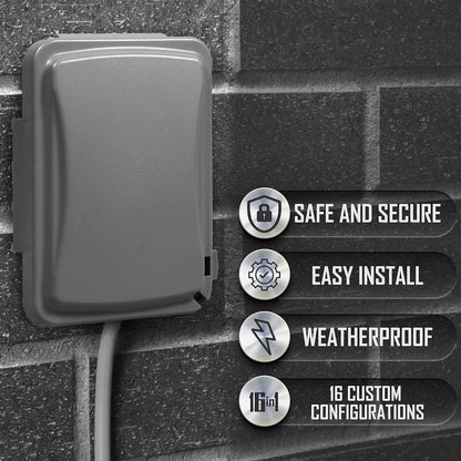 TayMac MM110G Weatherproof Single Outlet Outdoor Receptacle Cover, 5/8 Inches Deep, Grey