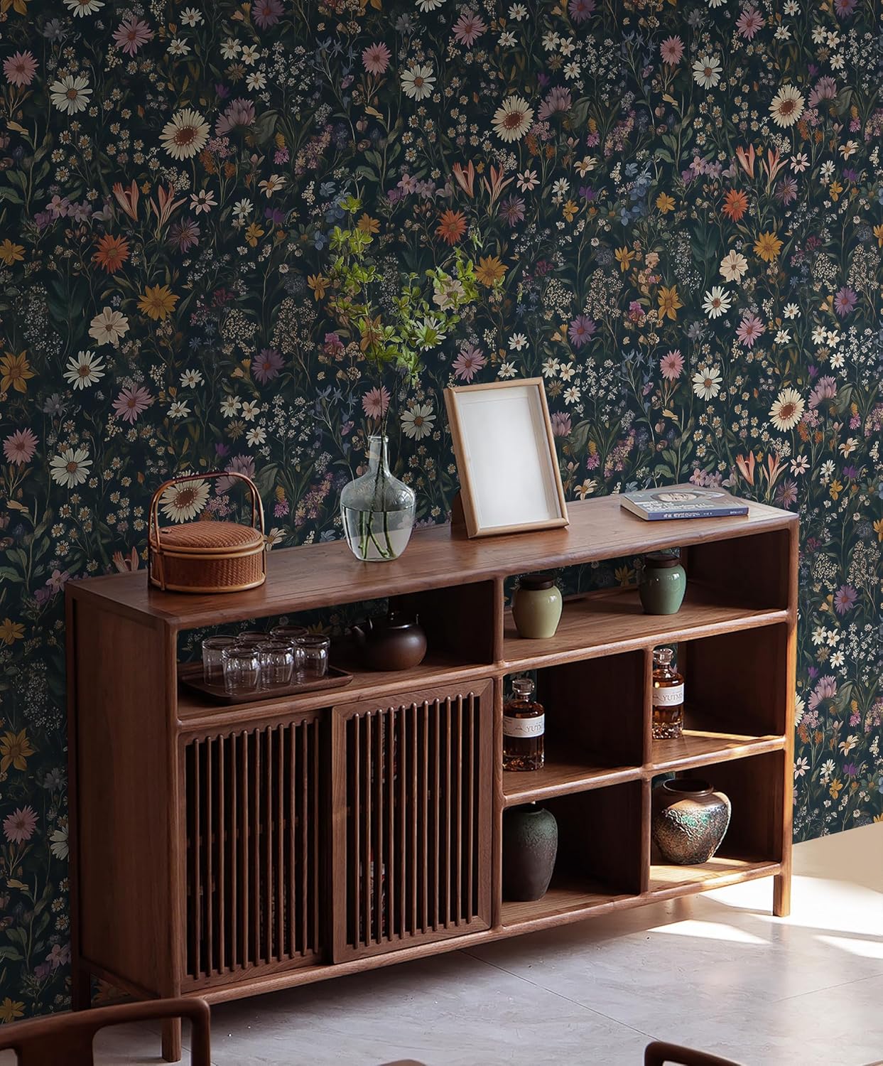 Safiyya Peel and Stick Wallpaper Vintage Floral Contact Paper 17.3" x 78.7" Wall Paper Renter Friendly Self Adhesive Removable Wallpaper for Bathroom Vinyl