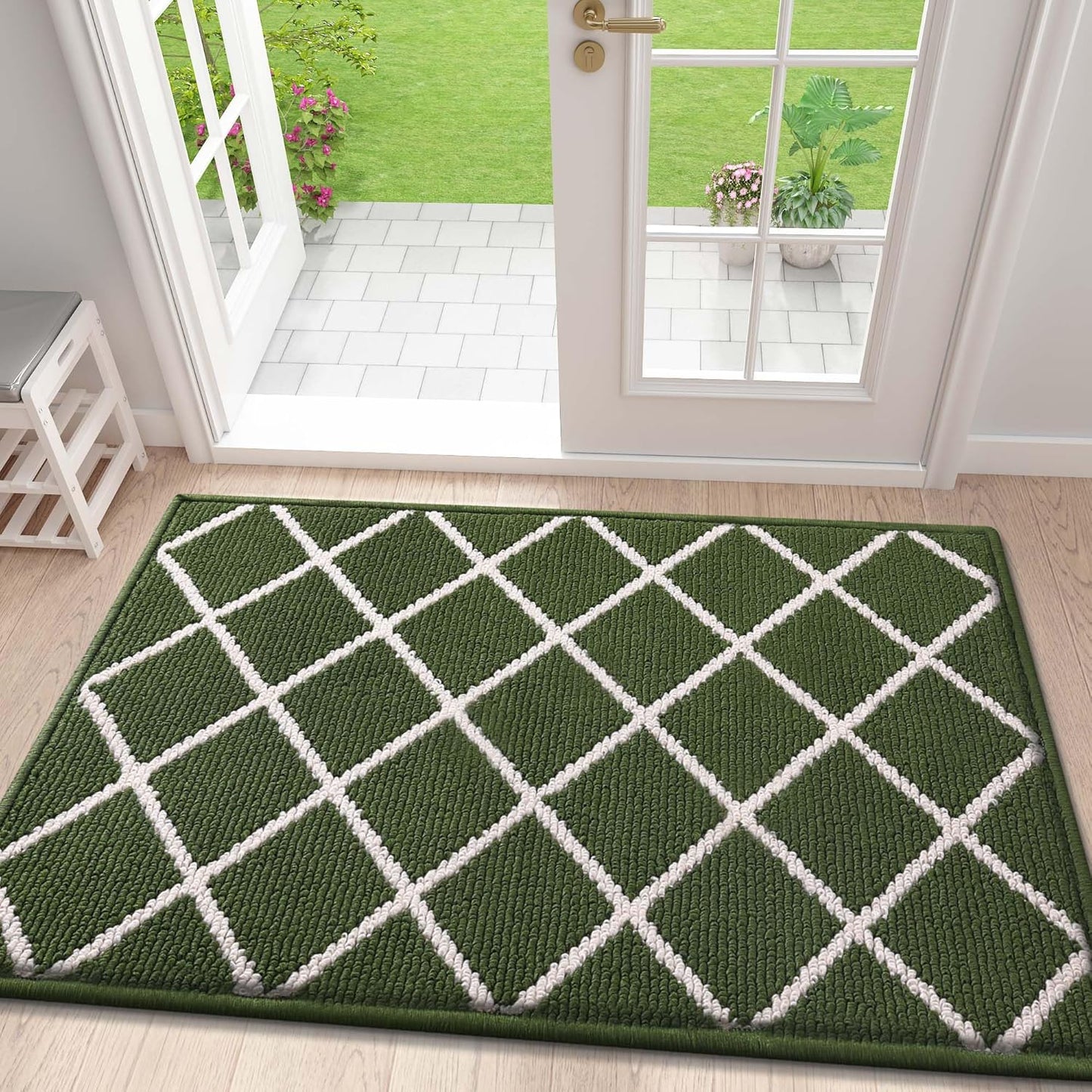 Finchitty Indoor Door Mat, Dirt Resistant and Absorbent, Low-Profile, Non-Slip, Washable Inside Floor Mats for Front Door, Back, and Entrance, 32" x 20", Grey