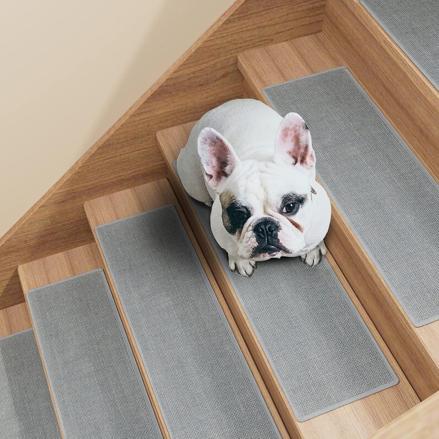 Stair Treads Carpet 4 pcs for Wooden Steps with Non Slip Rubber Backing, 100% Polyester Soft Stairs Resistant Indoor Skid Runner Safety Rugs for Kids Elders and Pets 30" * 8" (Dark Gray)