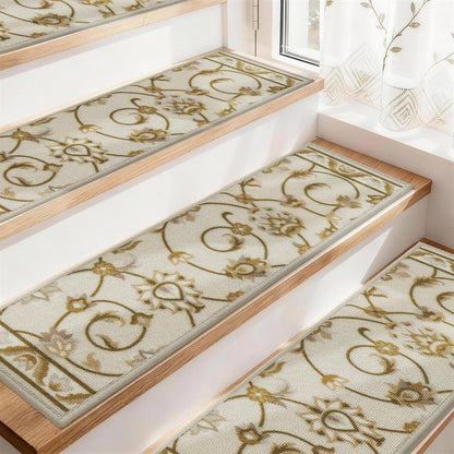 COSY HOMEER Stair Treads for Wooden Steps Non Slip Washable 8" X 30" 4pcs | Self Adhesive,Peel and Stick,Soft Carpet Stair Treads for Kids,Elder,Pet,Residue Free,Reusable Stair Runner,Multi-Surface Use