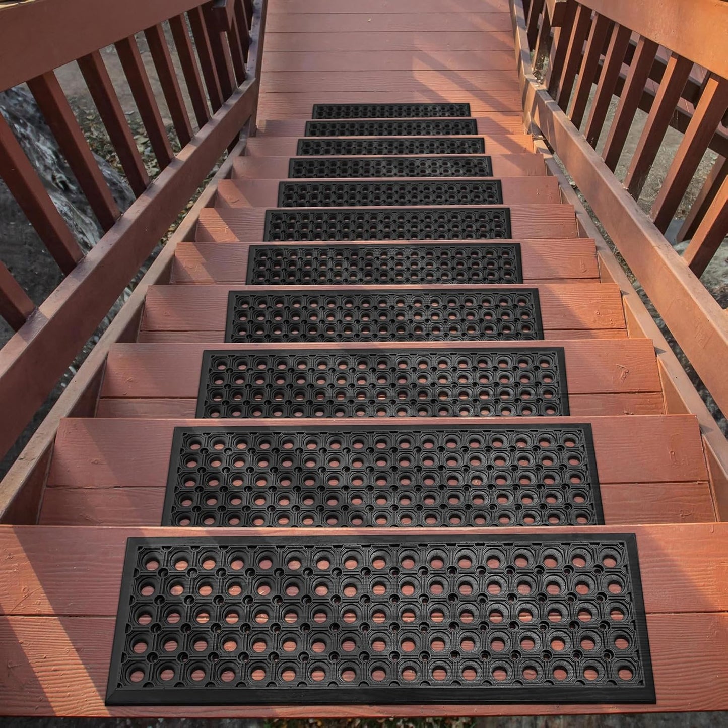 Ottomanson Non Slip Stair Treads Indoor – Peel and Stick Carpet Stair Treads for Wooden Stairs, Self Adhesive Anti Slip Stair Pads for Kids & Pets – 7.9" x 29.9", 7 Pack – Black