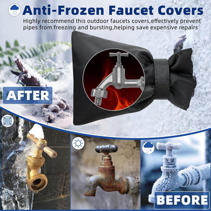Outdoor Faucet Covers for Winter Freeze Protection 4 Pack Reusable Garden Faucet Cover Socks for Various Faucet Water Spigot Pipe Hose Bib,Waterproof Insulated Anti-Freeze Covers-Reflective Velcro
