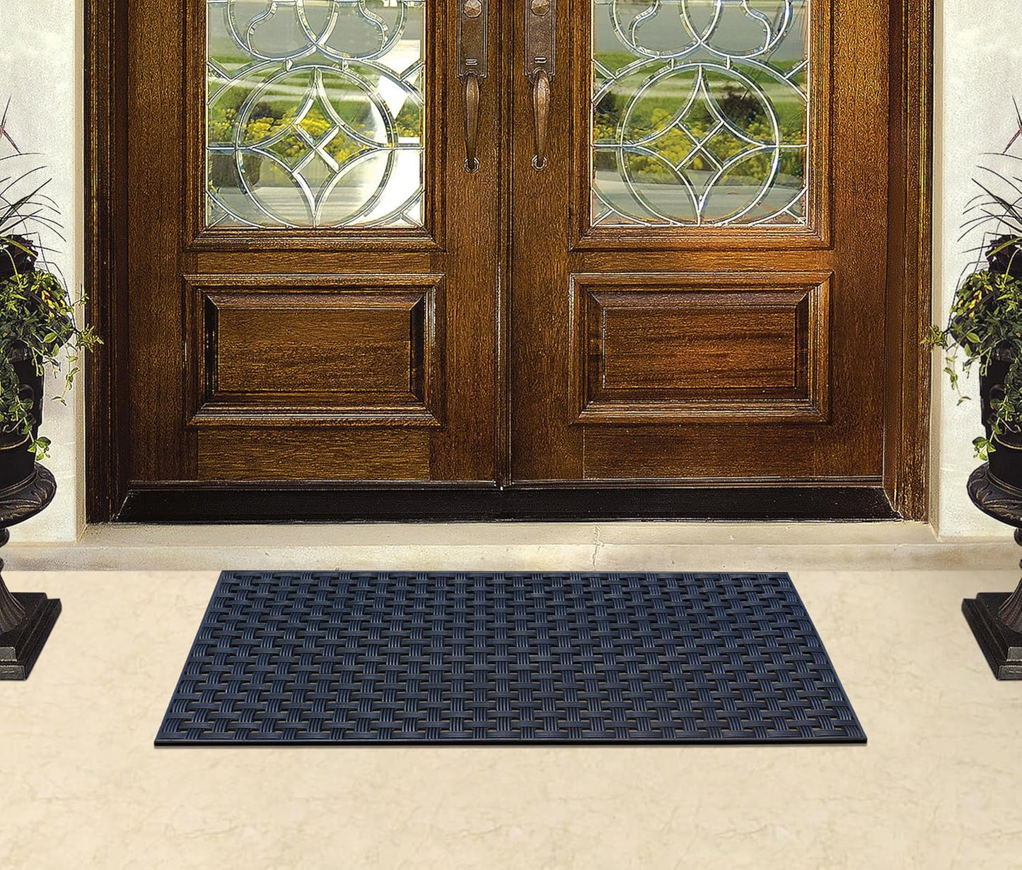 A1HC Outdoor Doormat, Natural Rubber, 18" x48”, Ideal for Outside entryway,Dirt Shoe Scraper,Heavy Duty Door mat for Indoor Outdoor,Rug Mats for Entry,Patio, Welcome Mats