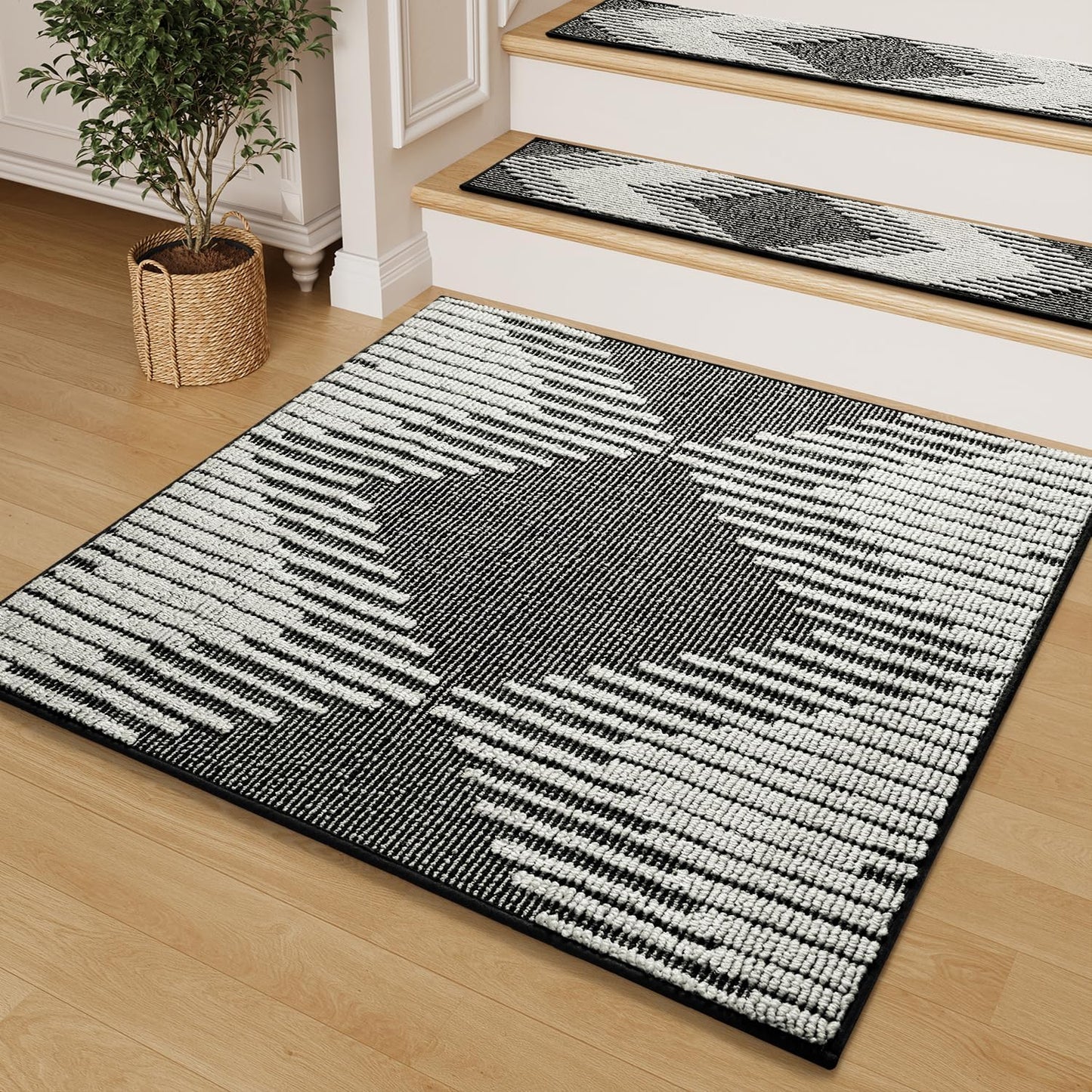 PADOOR 15PC Stair-Treads Non Slip, 3D Peel and Stick Stair Treads for Wooden Steps Indoor, Stair-Carpet Treads Washable Reusable Adhesive Stair-Runner Rugs for Kids and Dogs 8"x30" Brown