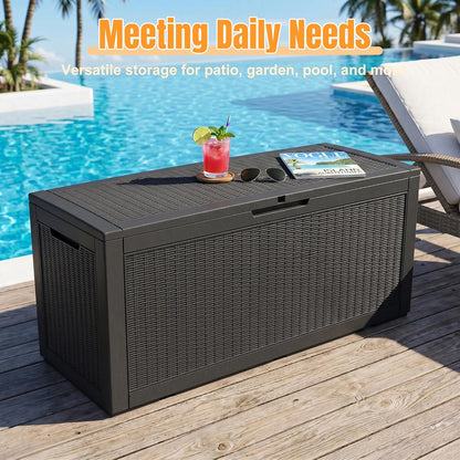 Outdoor Storage Box,38 Gallon Resin Deck Box,Waterproof & UV Resistant Lockable Package Delivery Bin,Toy Cabinet for Indoor & Outdoor