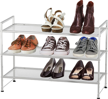Simple Houseware 3-Tier Stackable Shoes Rack Storage Shelf, Black