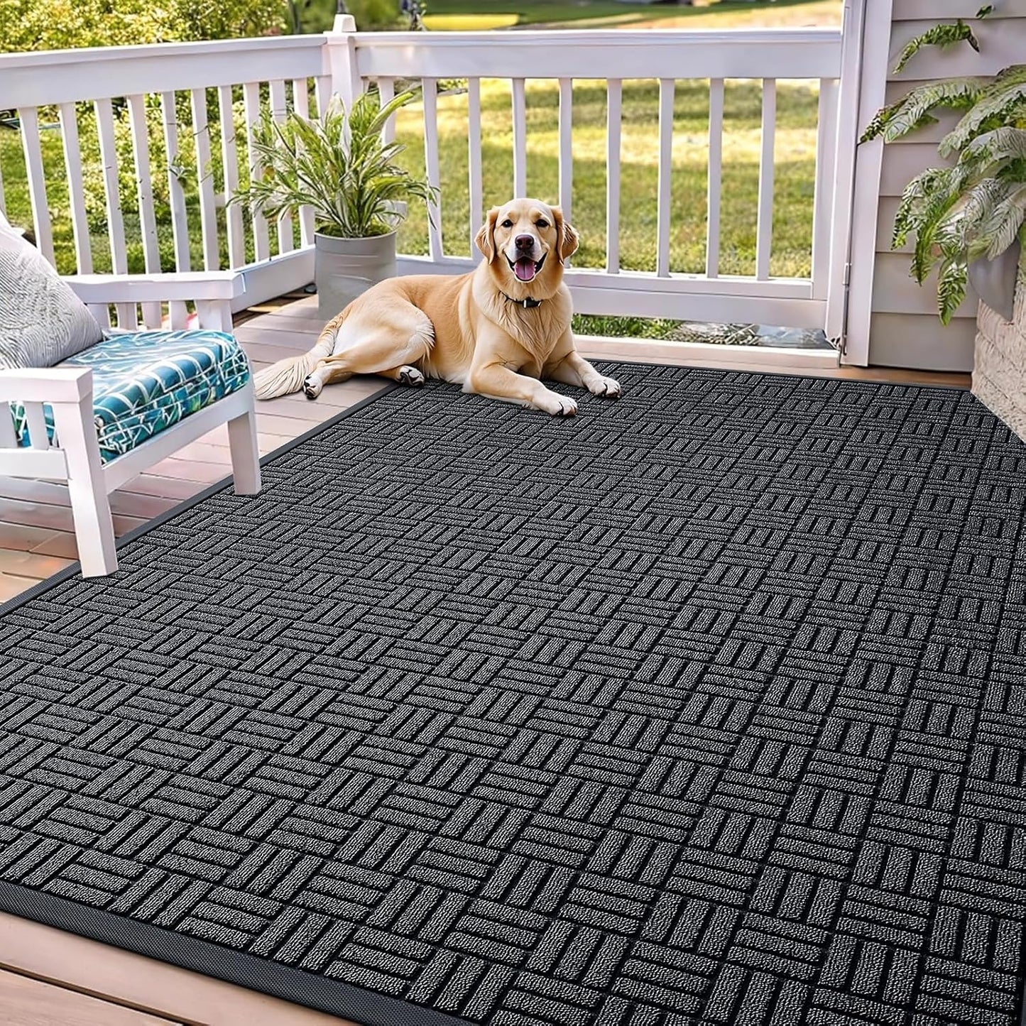 OLANLY Front Door Mat Outside Entrance 29.5x17, Absorbent, Heavy Duty Sturdy Natural Rubber Doormat Indoor Outdoor, Stain and Fade Resistant, Non-Slip Backing Low Profile Floor Mat for Entryway, Grey