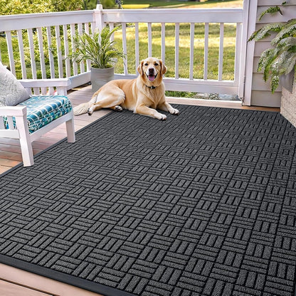 OLANLY Front Door Mat Outside Entrance 29.5x17, Absorbent, Heavy Duty Sturdy Natural Rubber Doormat Indoor Outdoor, Stain and Fade Resistant, Non-Slip Backing Low Profile Floor Mat for Entryway, Grey