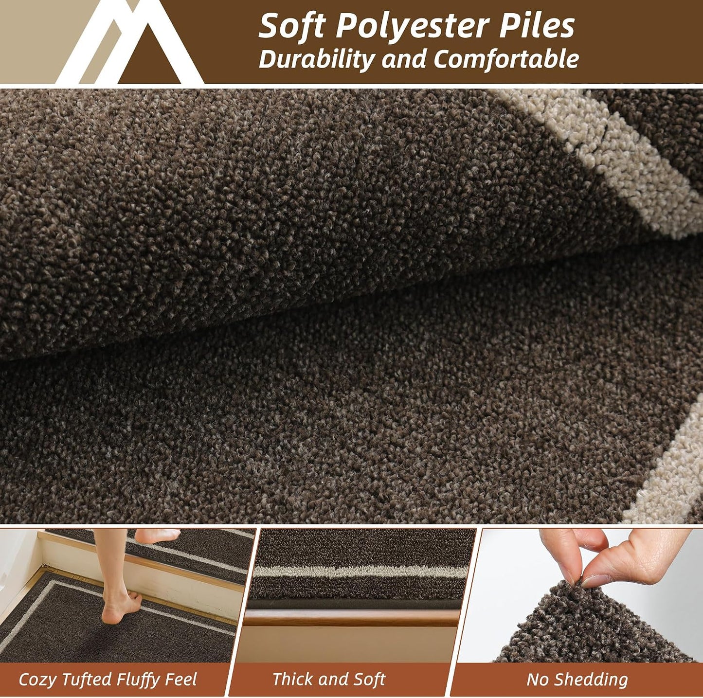 COSY HOMEER Soft Stair Treads Non-Slip Carpet Mat 28inX9in Indoor Stair Runners for Wooden Steps, Stair Rugs for Kids and Dogs, 100% Polyester TPE Backing 4pcs, Grey
