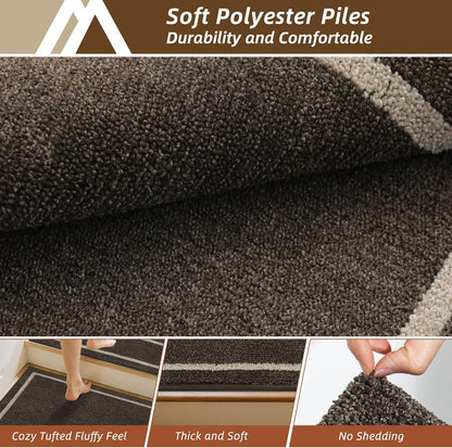 COSY HOMEER Soft Stair Treads Non-Slip Carpet Mat 28inX9in Indoor Stair Runners for Wooden Steps, Stair Rugs for Kids and Dogs, 100% Polyester TPE Backing 4pcs, Grey
