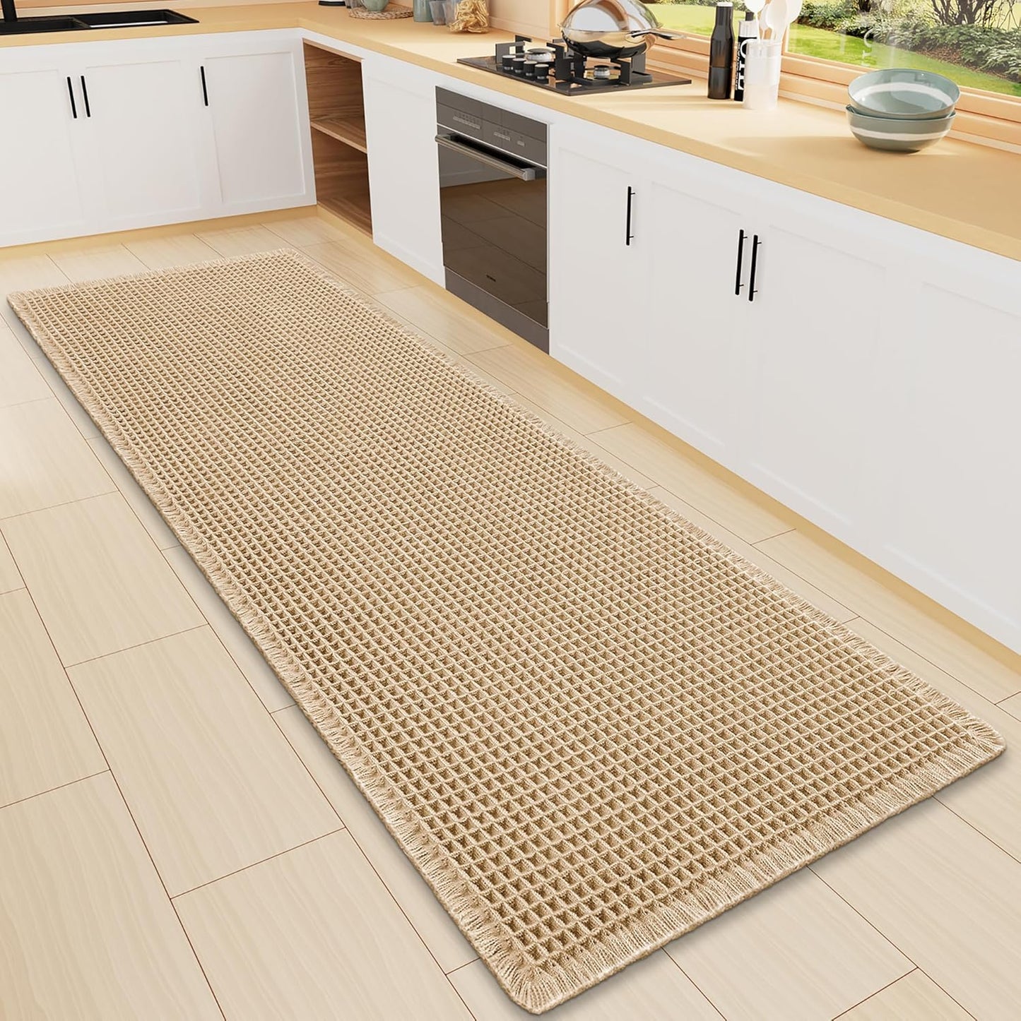 Smiry Waffle Bath Mat 30x20, Extra Soft Absorbent Bathroom Rugs, Non Slip Machine Washable Quick Dry Bath Rugs for Bathroom Floor, Tub, Shower, Home Decor Accessories, Brown