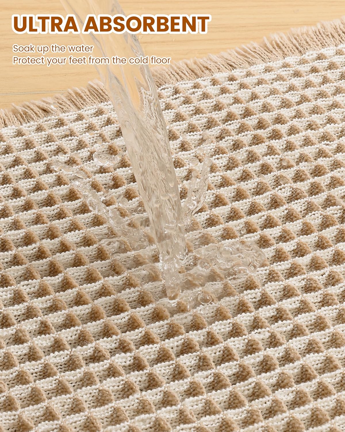 Smiry Waffle Bath Mat 30x20, Extra Soft Absorbent Bathroom Rugs, Non Slip Machine Washable Quick Dry Bath Rugs for Bathroom Floor, Tub, Shower, Home Decor Accessories, Brown