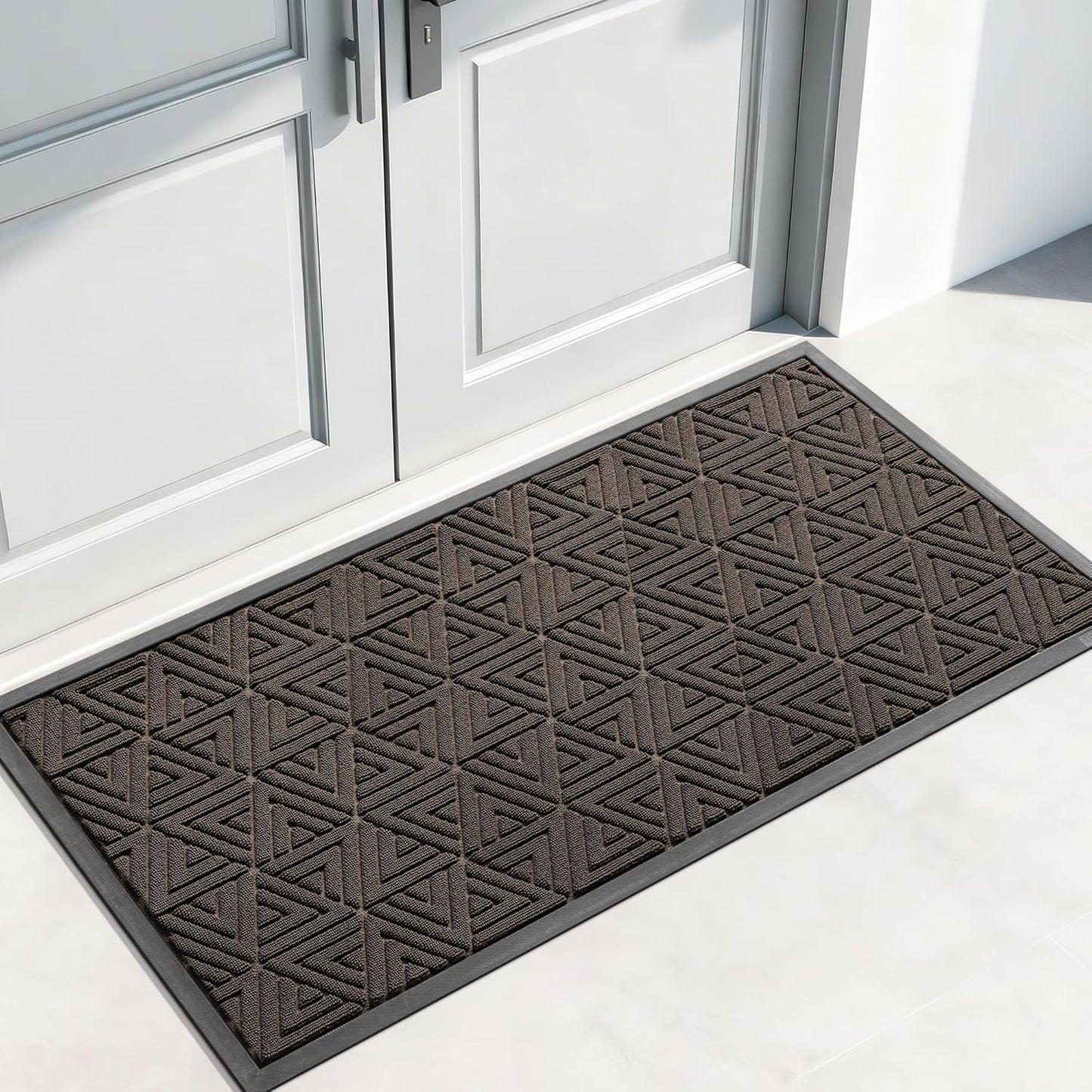 Yimobra Front Door Mat Outside Entrance 29.5x17, Waterproof Heavy Duty Outdoor Mats for Front Door, Non Slip Rubber Entry Mat for Garage Patio Indoor, Grey