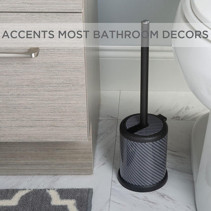 Bath Bliss Toilet Brush and Holder | Self Closing Lid | 360 Degree Brush Head | Bathroom Cleaning | Compact Size | Storage and Organization | Stainless Steel