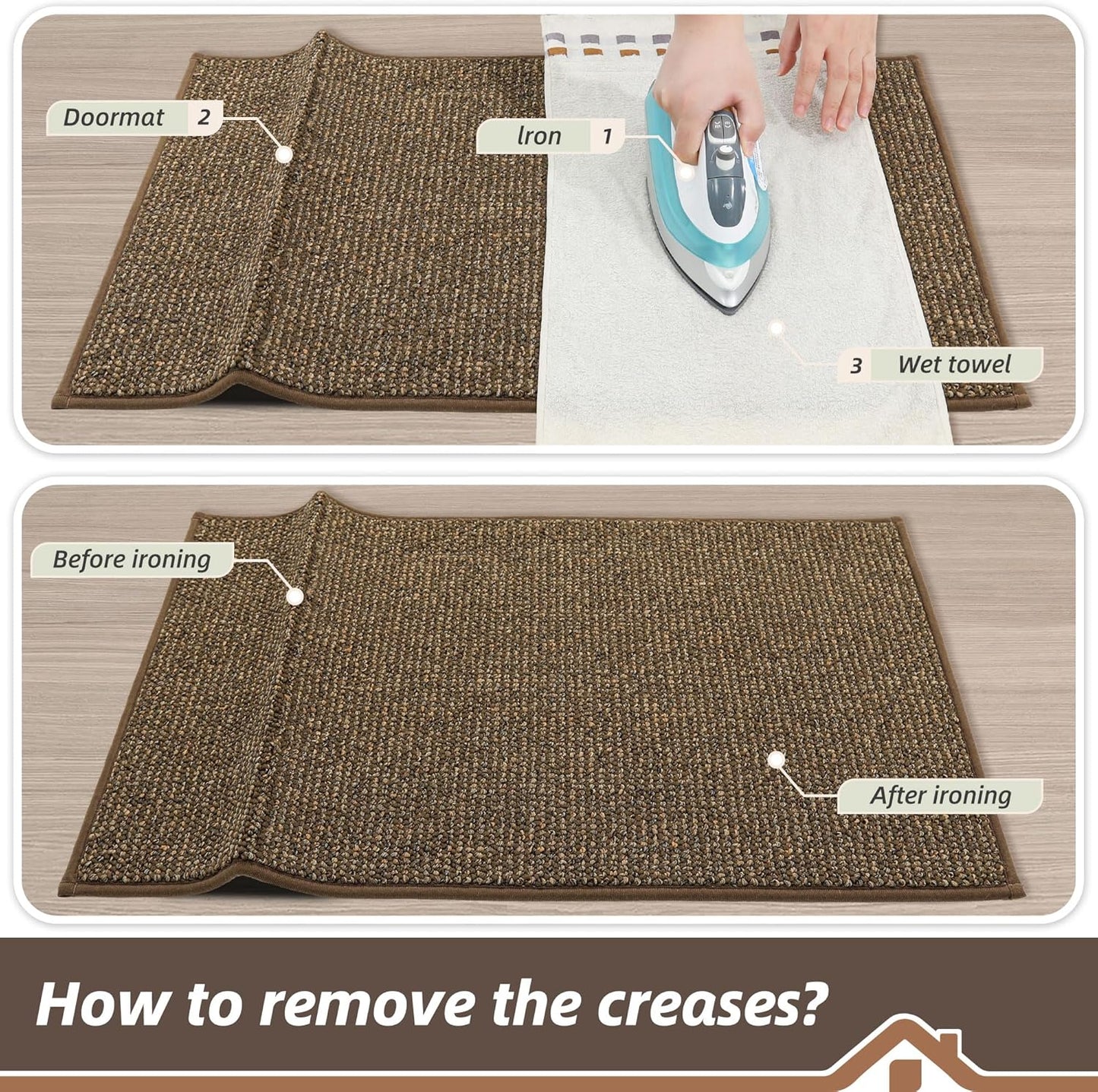 BEQHAUSE Dirt Trapper Door Mat 20" x 32", Non-Slip Washable Doormats Entrance Mat, Dirt Resistant and Absorbent Welcome Mat, Low Profile Floor Mats for Front Back Door and Entryway, Beige