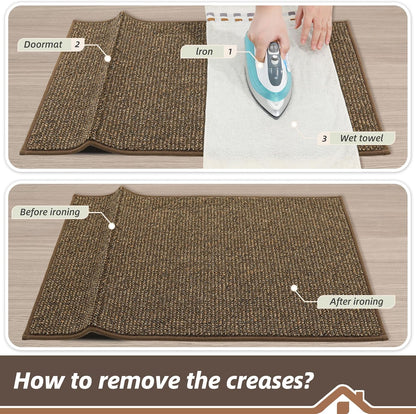 BEQHAUSE Dirt Trapper Door Mat 20" x 32", Non-Slip Washable Doormats Entrance Mat, Dirt Resistant and Absorbent Welcome Mat, Low Profile Floor Mats for Front Back Door and Entryway, Beige