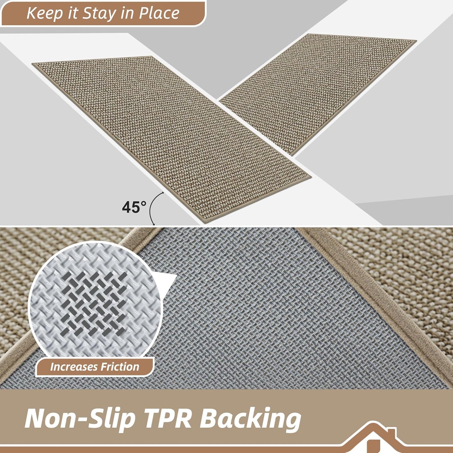 BEQHAUSE Dirt Trapper Door Mat 20" x 32", Non-Slip Washable Doormats Entrance Mat, Dirt Resistant and Absorbent Welcome Mat, Low Profile Floor Mats for Front Back Door and Entryway, Beige