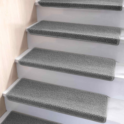 Brakki Bullnose Carpet Stair Treads, Non Slip Stair Treads for Wooden Steps Indoor, Stair Runner, Soft Stair Rugs, Edging Stair Protectors, Washable, 29.5"x9.5"x1.5" 14pcs, Beige