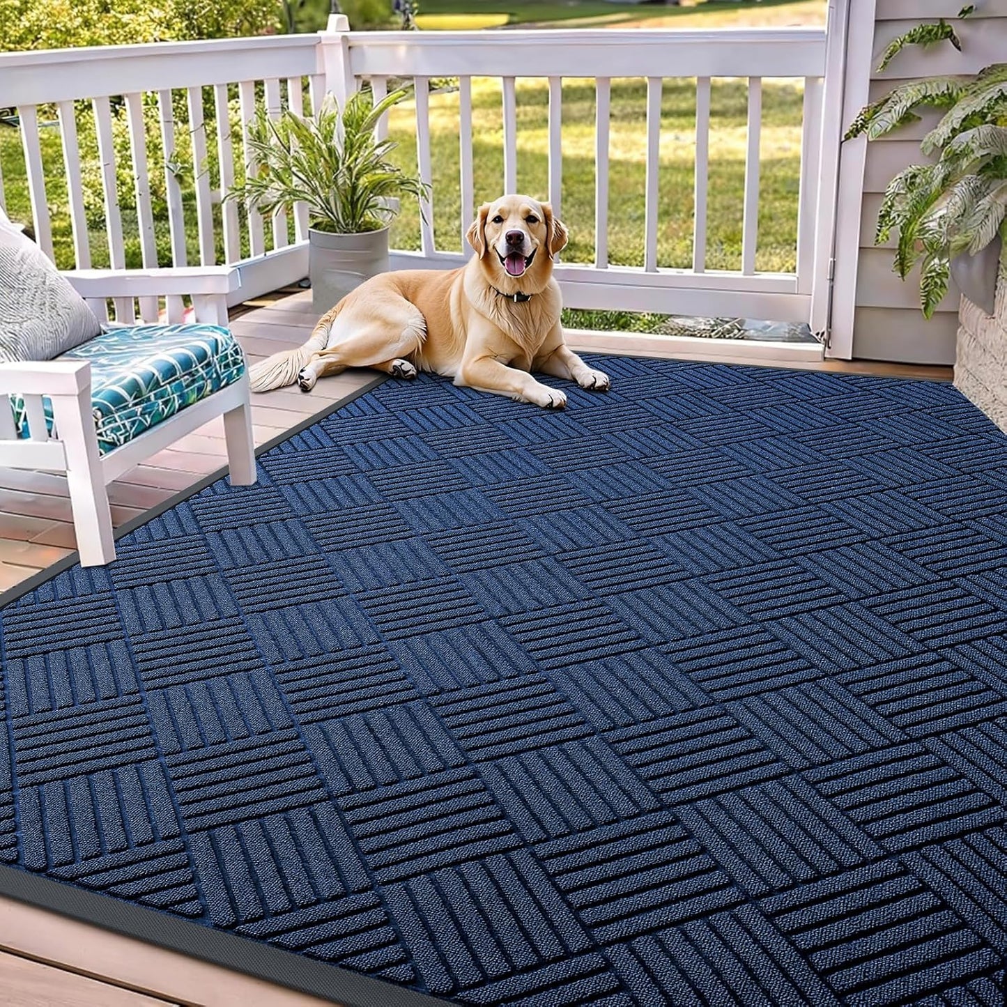 OLANLY Front Door Mat Outside Entrance 29.5x17, Absorbent, Heavy Duty Sturdy Natural Rubber Doormat Indoor Outdoor, Stain and Fade Resistant, Non-Slip Low Profile Floor Mat for Entryway, Grey Diamond