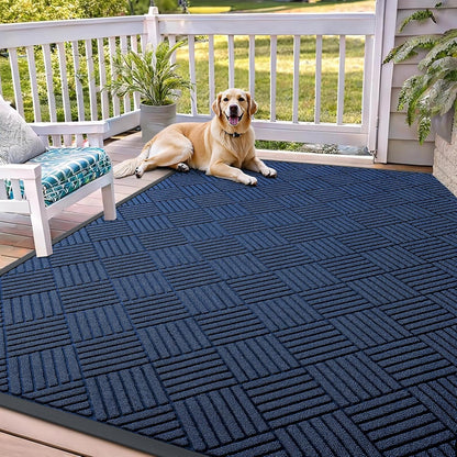 OLANLY Front Door Mat Outside Entrance 29.5x17, Absorbent, Heavy Duty Sturdy Natural Rubber Doormat Indoor Outdoor, Stain and Fade Resistant, Non-Slip Low Profile Floor Mat for Entryway, Grey Diamond