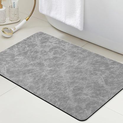 ACCUMTEK Non Slip Bath Mat, Thin Bathroom Rugs Fit Under Door, Quick Dry Bath Mats, Machine Washable Bath Rugs for Bathroom, Bathtub & Kitchen, Grey/Bordered/24 x17
