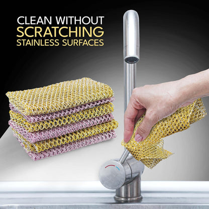 Non-Scratch Dish Scrubbers (6 Pcs) — Outlasts 7+ Sponges, Stays Odor-Free | Replace Smelly Kitchen Sponges | Non-Absorbent Mesh | Safe on Non-Stick, Cast Iron, Glass | Made in Korea Since 2012