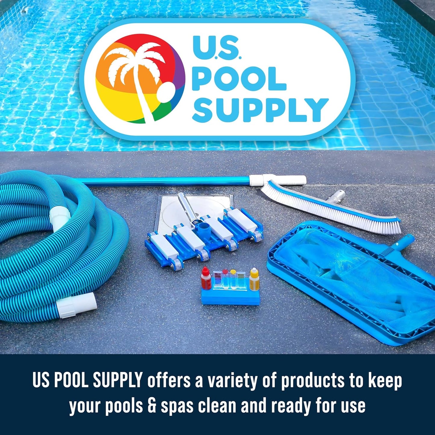 U.S. Pool Supply Hand-Held Pool Scrub Brush, 2 Pack - Surface Scrubbing Scouring Sponge Pad - Clean Pool Tile & Grout, Walls, Vinyl Liners, Spas - Cleaning Scrubber Stains, Kitchen Bathroom Tub Shower