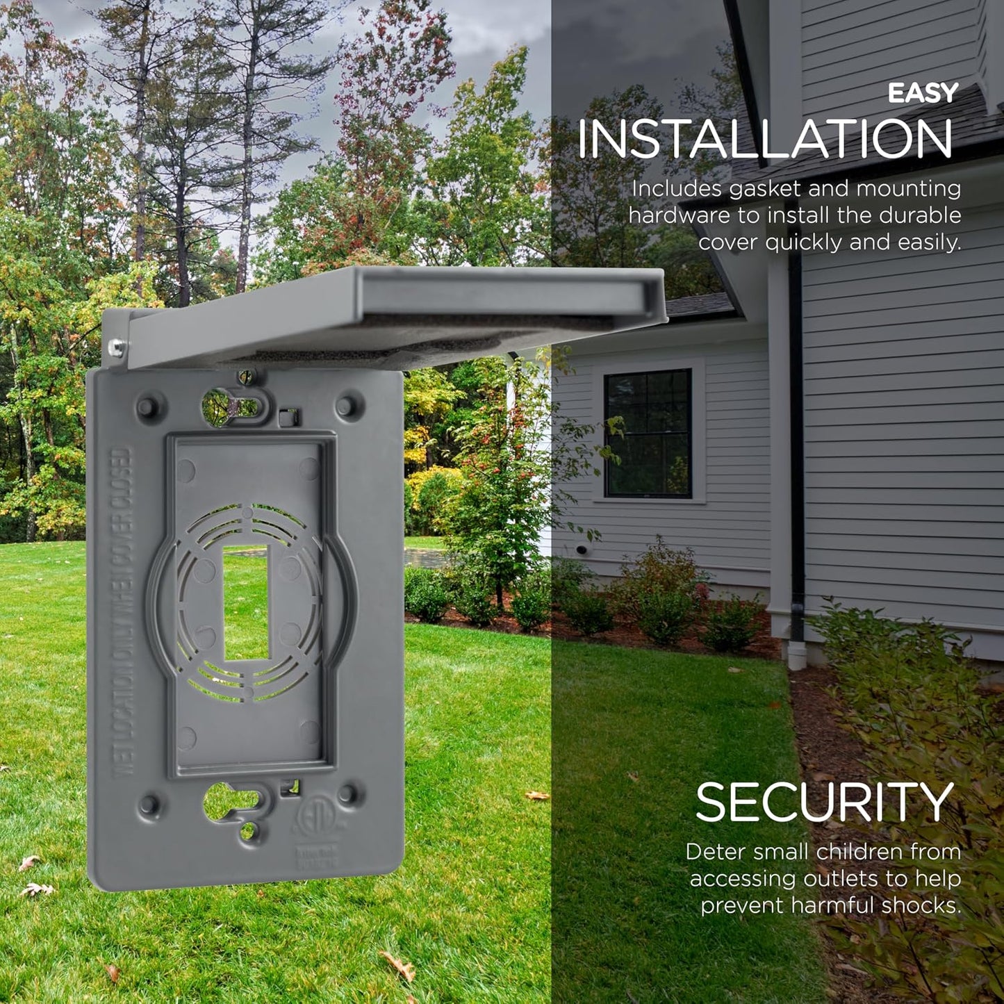 UltraPro Metal Outdoor Electrical Outlet Cover, Heavy Duty Single Gang 𝗢utdoor Outlet Cover Weatherproof Enclosure, Rated for Wet Locations, 𝙾utdoor Electrical Waterproof Plug Covers, Gray, 82809-T1