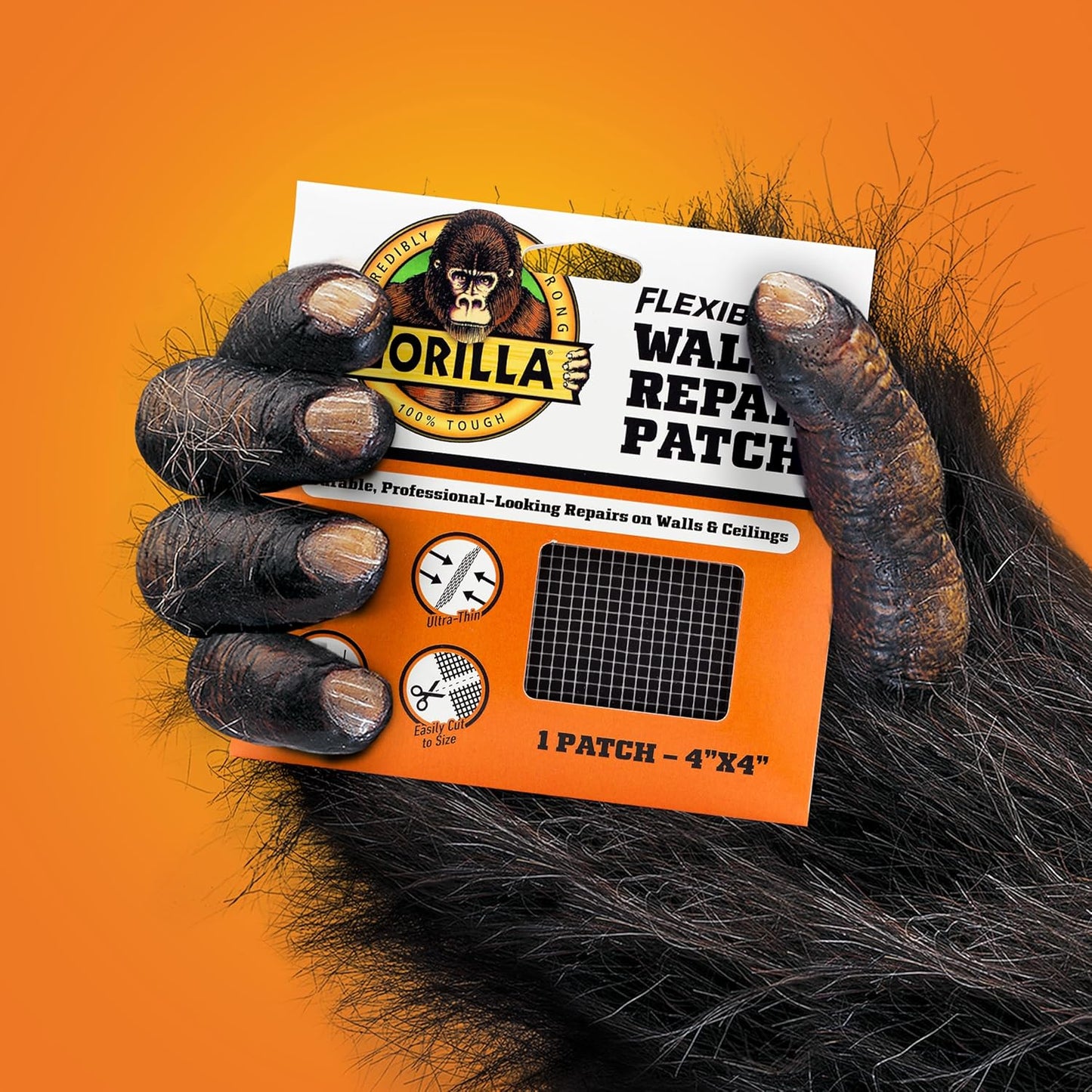 Gorilla Flexible Wall Repair Patch, 4”x 4”, (Pack of 1) – Durable, Professional Looking Repairs on Walls & Ceilings