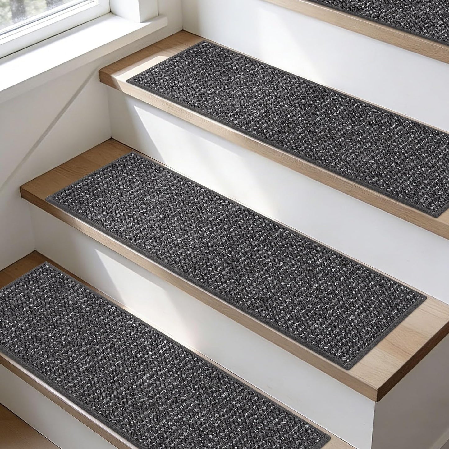 BEQHAUSE Stair Treads for Wooden Steps 28inX9in, Carpet Stair Treads Non Slip Indoor, Machine Washable Stair Runners for Kids Elders and Pets, Carpet for Stair Rugs Mat, TPE Backing, 4pcs, Taupe