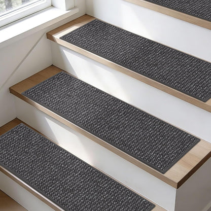 BEQHAUSE Stair Treads for Wooden Steps 28inX9in, Carpet Stair Treads Non Slip Indoor, Machine Washable Stair Runners for Kids Elders and Pets, Carpet for Stair Rugs Mat, TPE Backing, 4pcs, Taupe