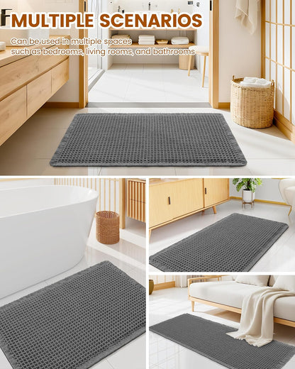 Smiry Waffle Bath Mat 30x20, Extra Soft Absorbent Bathroom Rugs, Non Slip Machine Washable Quick Dry Bath Rugs for Bathroom Floor, Tub, Shower, Home Decor Accessories, Brown